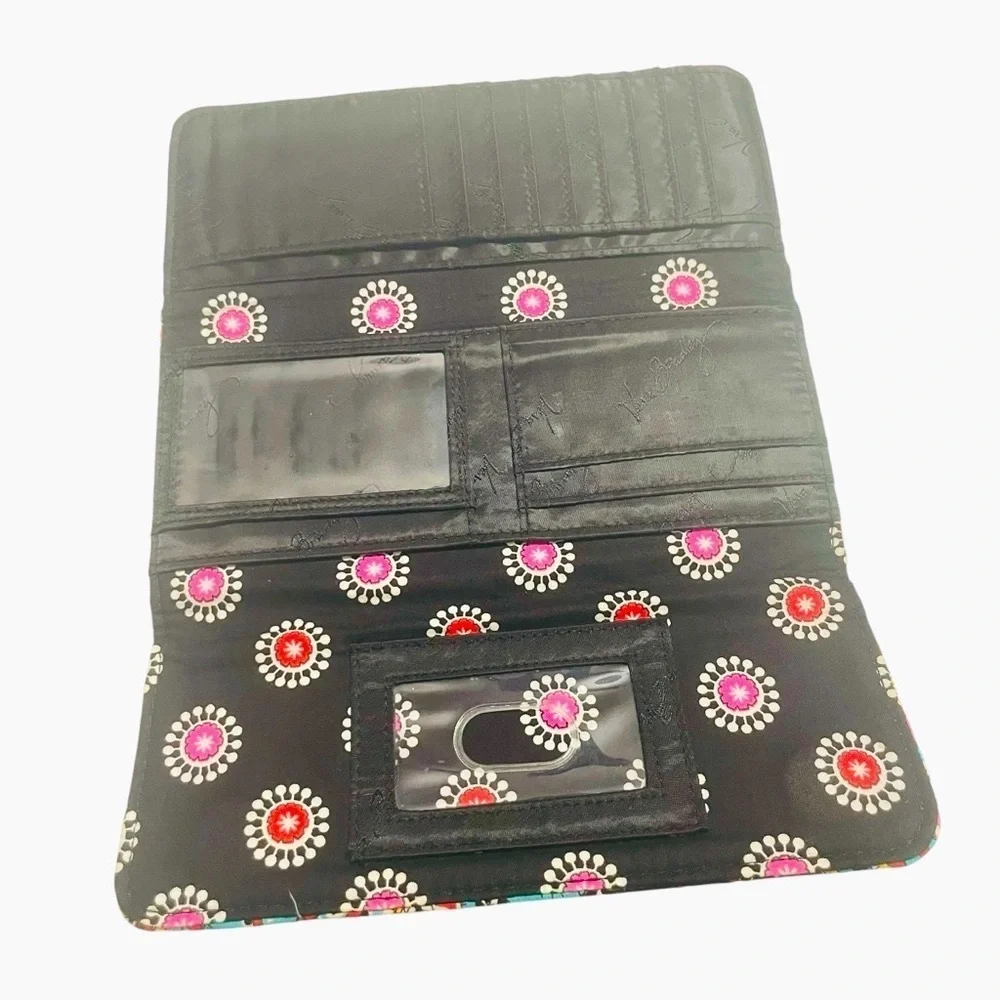 Vera Bradley Cotton Wallet Multicolor Paisley Floral Print, Multiple Card Slots